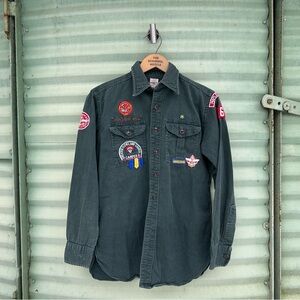 1950’s Vintage Boy-scouts Green Button Up